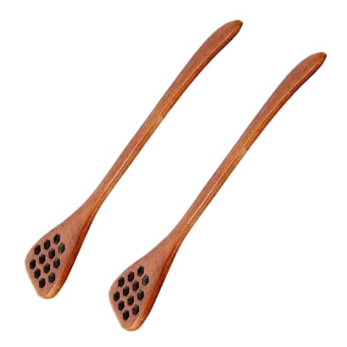 SHOWERORO 2 Pcs Wooden Honey Spoon Honey Stirrer Wooden Jam Dipper Honeycomb Stick Honey Dipper Sticks Wood Honey Dipper Halloween Crystal Ball Wood Honey Stick Server Tool Coffee Bamboo