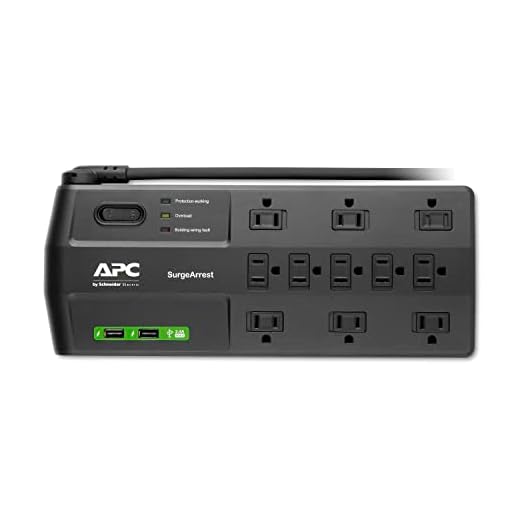 APC Surge Protector with USB Ports, P11U2MP10, 2880 Joule, 8' Cord, Flat Plug, 11 Outlet Power Strip