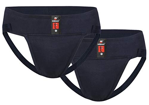 KD Willmax T-Plus Jockstrap Gym Cotton Supporter Jockstrap(Navy P2, XL)