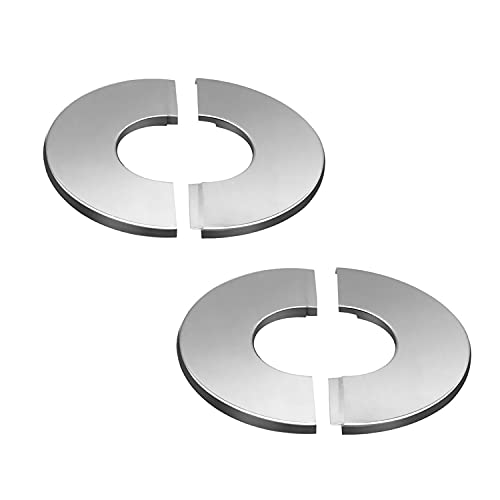 Image of 2pcs Wall Split Flange, Stainless Steel Round Escutcheon Plate Wall-mounted Water Pipe Cover Accessories for 61mm Diameter Pipe
