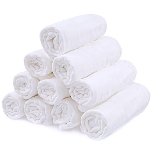 Joysiya 100% Cotton Muslin Burp Cloths for Baby 10 Pack of Large 20