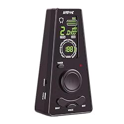 AUPHY Digital Metronome with Volume Control, Color Display, English Voice Beat and Rotary Tempo Knob for Piano Guitar Drum Violin Ukulele Bass, etc.Delivers Precise Beat with Ultra-Portability,Black