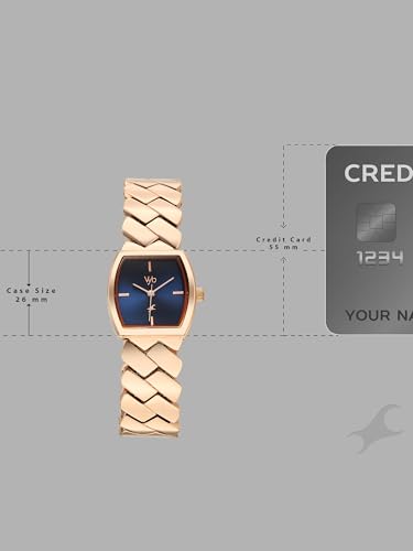 Image of Fastrack Vyb Showstopper with Quartz Analog Navy Blue Dial Rose Gold Alloy Strap Watch for Girls - FV60112WM01W