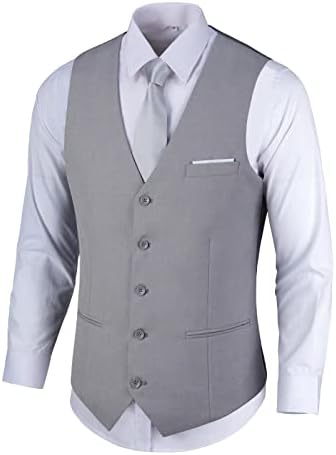 Lynerun Men Suit Waistcoat Vest Formal Tuxedo Groom Vest for Wedding Vest for Men Fashion Slim Fit Dress Waistcoat Vest Men Vest L