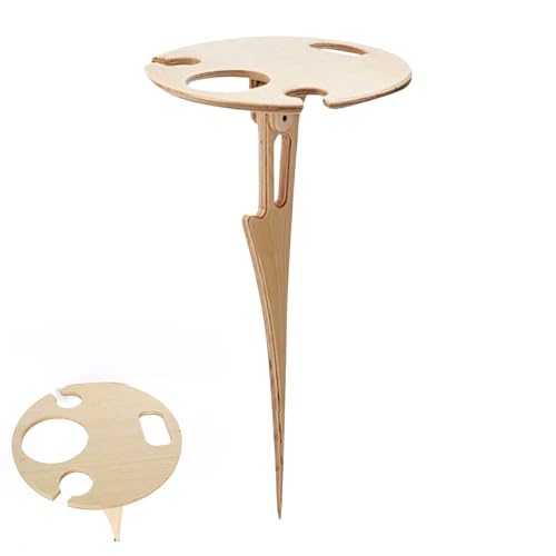 Jsnwernb Mesa de Picnic portátil, Mesa Plegable al Aire Libre, Accesorios de Camping, estantería de Vino de Madera, para Fiestas, jardín, Camping, Senderismo, césped, terraza, Barbacoa