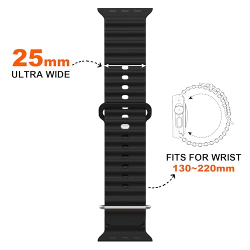 Ocean Silicone Bands Compatible with Apple Watch Ultra 49mm 45mm 44mm 42mm, Soft Silicone Sport Wristbands Replacement Strap for iWatch Ultra 2 /Ultra /SE Series 9 8 7 6 5 4 3 2 1 for Women Men