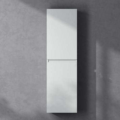 doporro Seitenschrank Badschrank Schmal Hochschrank Badezimmer Hängend Regal BxTxH ca: 35x20x120cm Midischrank in matt weiß Verona