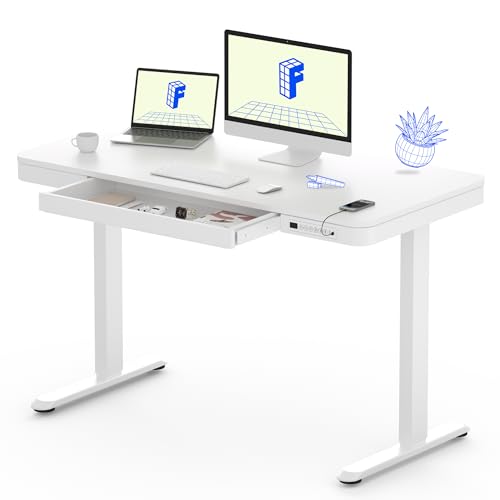 FLEXISPOT Electric Standing Desk with Drawer Height Adjustable 48 x 24 Inches White Desktop & Frame...