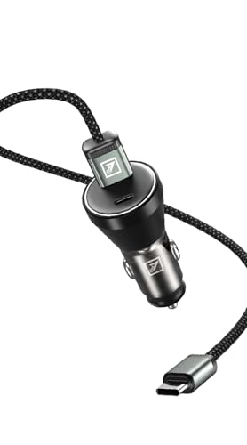 Image of ONE 7 100W PD + USB Car Charger with Transparent Body | Fast Dual Port Car Adapter for Phones & Tablets | 12V /24V Vehicle Compatible | Smart Safety Protection | USB to Type-C Cable - ON QCC-26