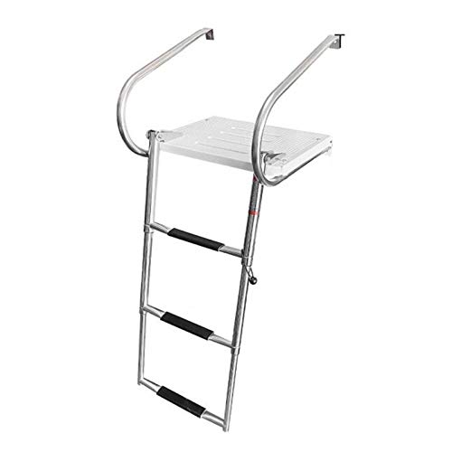 Escalera de piscina telescópica plegable con 3 peldaños y plataforma ABS miniatura 1