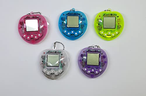 Retro Elektronische Haustier-Spielmaschine Spielekonsole Virtuelle Haustiere Tierspielzeug Geburtstagsgeschenkspielzeug mit Schlüsselbund für Erwachsene und Kinder (zufällige Farbe) (Herz Transparent) Cover