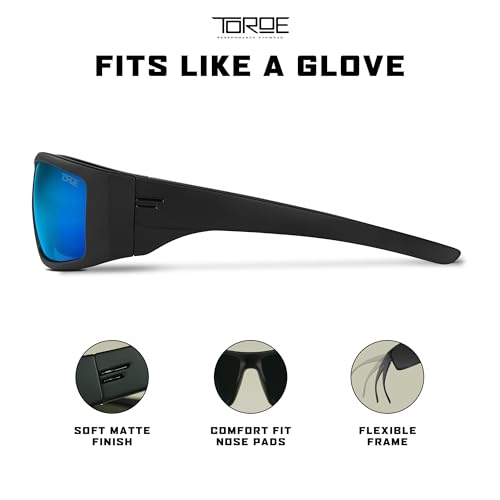 Image of TOROE z87+ Safety Polarized Wrap Around FALCON Sunglasses Tr90 Frame, Anti Scratch Lenses