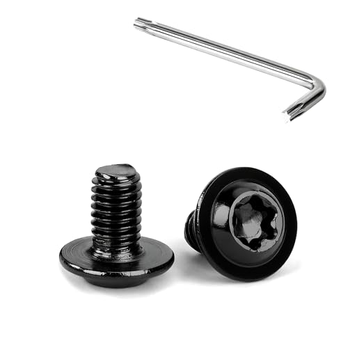 Tunejoy Tornillos de Cabeza Alomada Torx con Brida M6 x 10 mm Negro Tornillo de Cabeza Hexagonal de Acero Inoxidable A2 V2A Tornillos Máquina con Allen Rosca Completa 20 Piezas