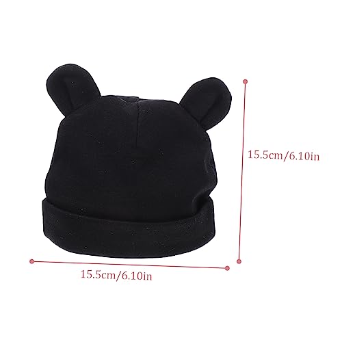 Newborn Cotton Hat and Anti-Scratch Gloves Set 3pcs Baby Hand Covers for Boys and Girls Soft Breathable Cotton Mittens for Newborns for Infant Sleep and Protection Black2