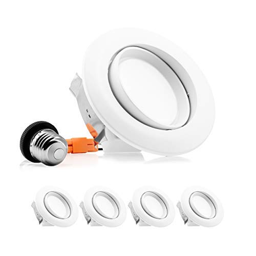 Parmida (4 Pack) 4 inch Dimmable LED Adjustable Gimbal Eyeball Retrofit Recessed Downlight, 10W (65W Replacement), Directional Swivel Can Lighting Trim, 650lm, Energy Star & ETL, 5000K (Day Light)