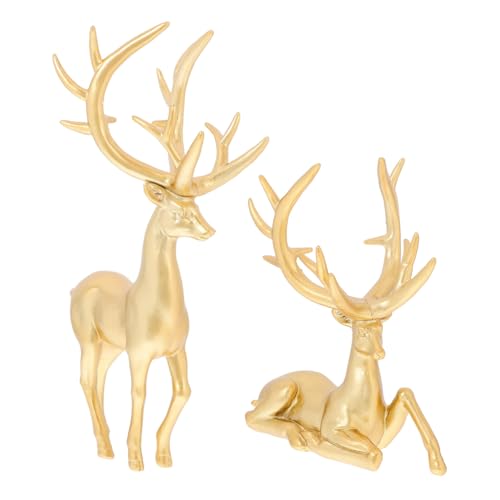 TOPPERFUN 2pezzi Statuetta Di Cervo Piccola in Resina Decorazione Da Per Interni Scultura Di Renne Decorazione Di Renne Da Modellare Per Cerimonia Del Tè