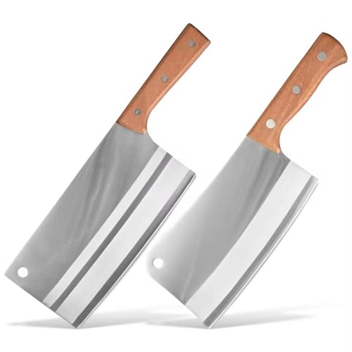 Image of Wizbiz 7 Inch Blade Meat Cleaver Knife for Kitchen Heavy Duty Meat Knife Butcher Cleaver Chopper for Cutting Mutton Chicken Bones Vegetable Kitchen Cutting Tool Combo