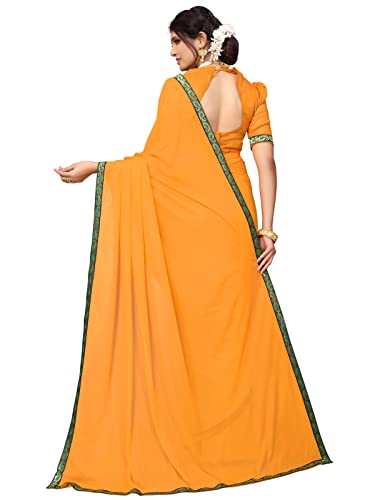 Image of SIRIL Women's Lace & Peral Work Lycra Saree with Unstitched Blouse Piece