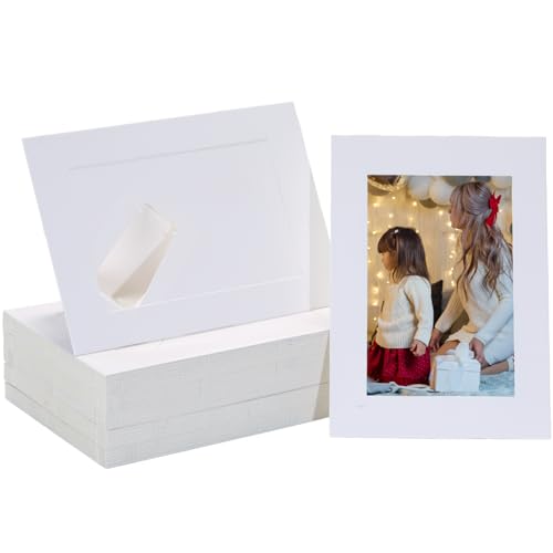 Easy-Insert Paper Picture Frames for 4x6 Photos Bulk Cardboard Photo Frames with Easel Back for Tabletop Display Ideal for Fathers Day Christmas New Year Classroom DIY Crafts Birthday (White 50CT)
