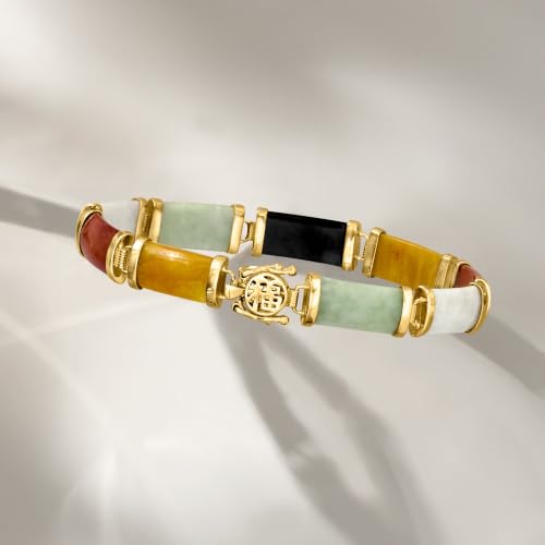 Image of Ross-Simons Good Fortune Jade Bracelet in 18kt Gold Over Sterling