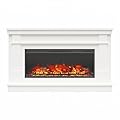 Ameriwood Home Elmcroft Contemporary Wide Mantel with Linear Engineered Wood Electric Fireplace for Living Room/Family Room, in White Finish