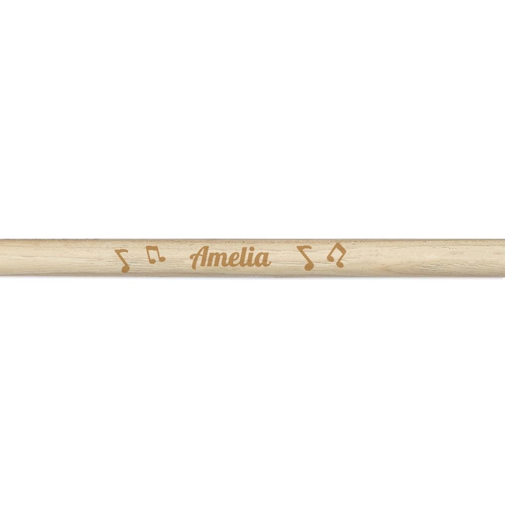 Wanapix| Baguette Batterie Personnalisée avec Nom | Batteries et Percussions | Batterie Musique | Bois de Noyer Gravé | 5A - 40,5 cm x 1,4ø cm | Musicien