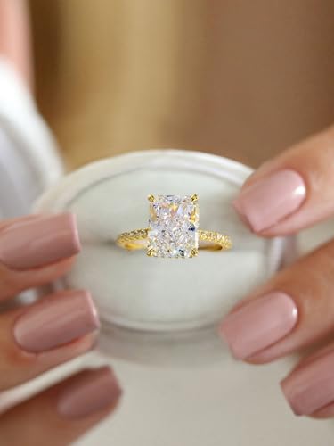 1PC 4CT High Sparkle White Engagement Zircon Wedding Band For Women Silver Material Gold Ring Promise Eternity Fine Ladies Jewelry For Party Dating2