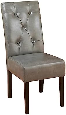 Christopher Knight Home Taylor Bonded Leather Dining Chairs, 2-Pcs Set, Dark Grey