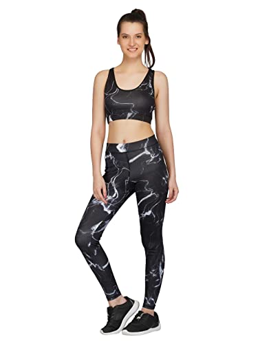Women Stretchable Quick Dry 2 Piece Workout Gym Tracksuit | High Waist Yoga Pants Gym Tights/Leggings with Non Padded Sports Bra Coordinated Set | Athletic clothing Set
