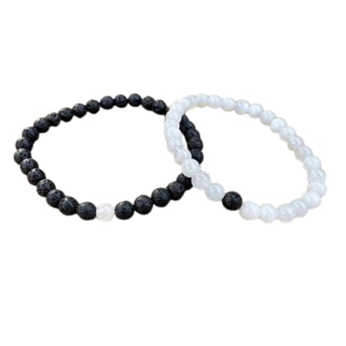 Bracelets perles de lave et pierre de lune lisses 6mm premium
