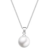  Silgge 925 Sterling Silber 10MM Perle Hängende Tropfen Anhänger Halskette für Damen 45cm Allergenfrei Geschenkbox