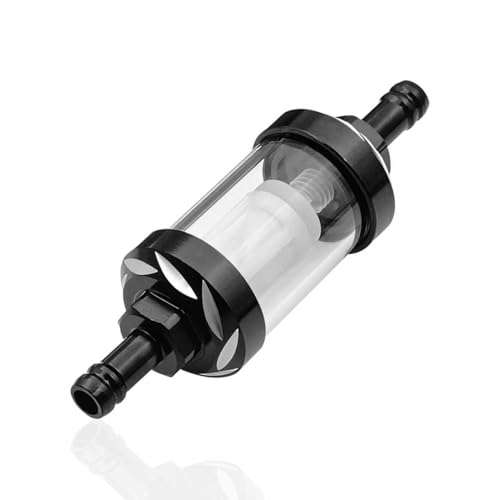 1 PCS Motorcycle Fuel Filter, with Clear Metal Glass, Alloy Rust-Proof and Durable Efficient Filter Oil Cup, Fuel Filter for Car SUV Motorcycle Truck ATV Dirt bike (Black)