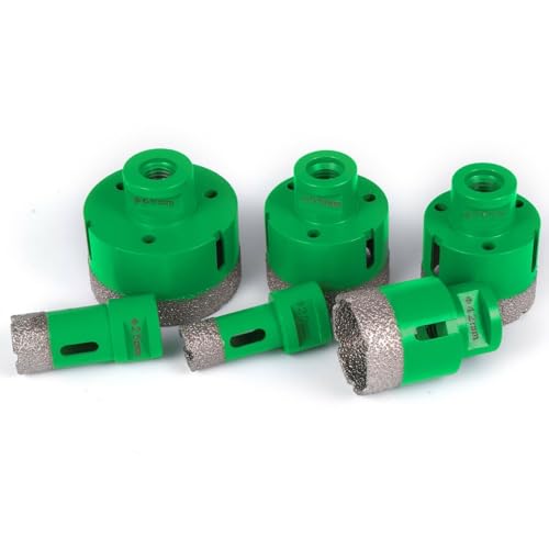 Juego de 6 brocas diamantadas para perforación de agujeros: 20/25/42/50/55/68 mm, rosca M14, para granito, gres y baldosas miniatura 4