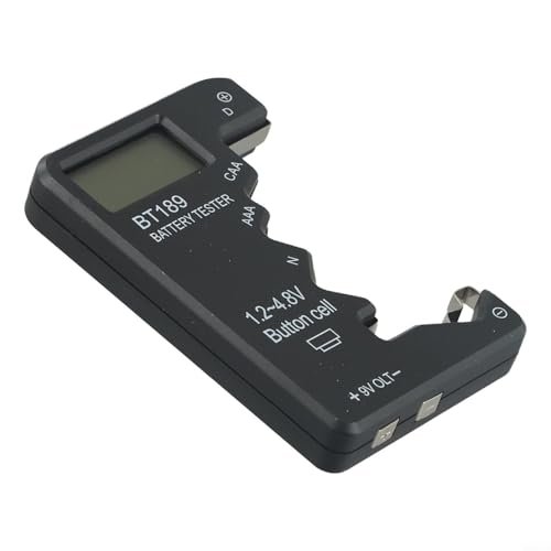 YobiLife Probador de batería, comprobador digital para baterías AA AAA C D 9V, detector de voltaje de pila de botón y banco de energía, herramienta de prueba portátil (negro)