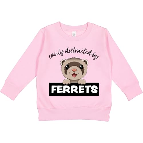 inktastic Easily Distracted By Ferrets Toddler Sweatshirt 2T Pink 41995
