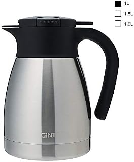 GiNT Stainless Steel Thermal Coffee Carafe with Lid/Double Walled Vacuum Thermos / 12