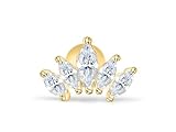 16g Body jewelry cartilage ear studs cute cool earring for women teens girls men Crystal Cubic Zirconia 5 Clear Cz tiara crown earring piercing-NG (Gold)