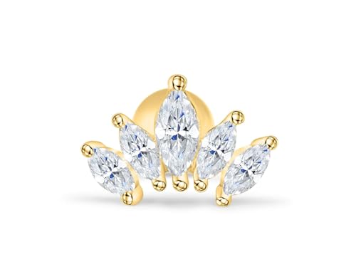 ONDAISY 14k Gold Plated Simulated Diamond Cz Heart Queen Bridal Mermaid Princess Crown Tiara Ear Studs Post Ball Earring Piercing For Women