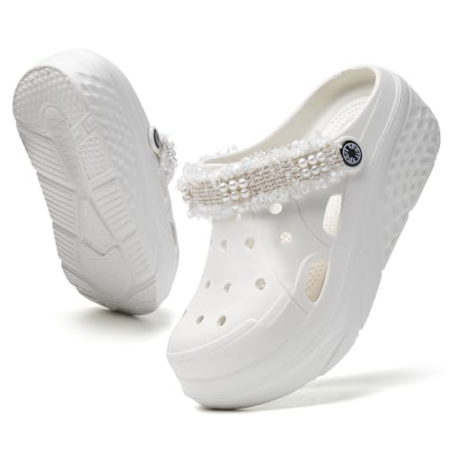 Image of FLIOZY Women's Gardener Platform Clogs Slippers Hight Heels Mules Clog Wedge Sandals Outdoor Beach Shoes