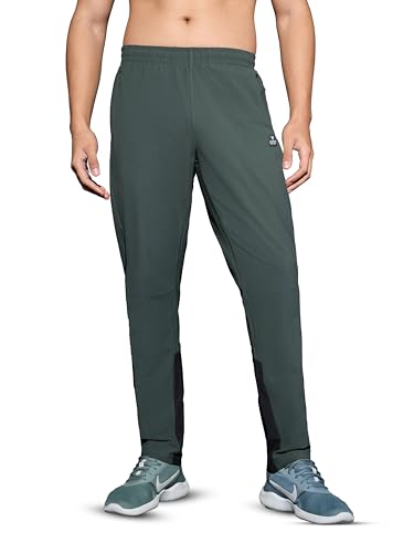 Image of TECHNOSPORT Men's Solid Trackpants DURACOOL+ Quick Dry Straight Fit Mid Rise Drawstring Polyester for Gym Training Outdoor Wear Anti Odour