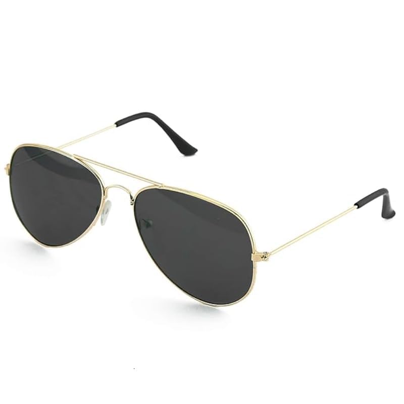 Black Golden Aviator UV Protection Polarized Sunglasses for Men & Women Unisex Dail and Beach and Retro Wear Golden frame-image-42