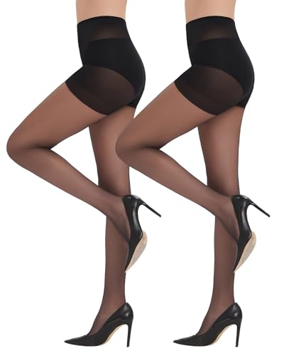 Image of Citystl 2 Pack Silky Tights for Women, Non Rip Sheer Tights - Control Top Pantyhose for Flawless Definition and Confidence