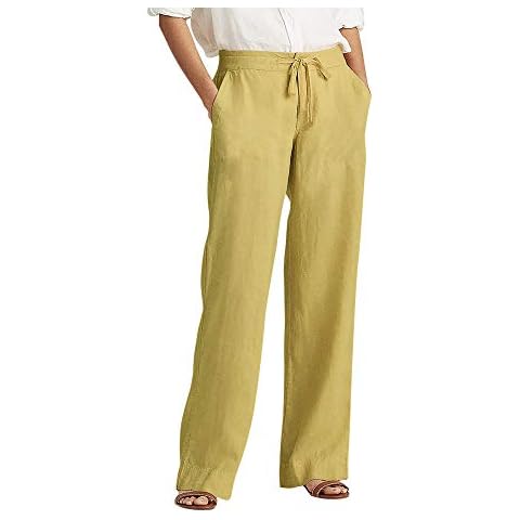 Womens Premium Soft Linen Pants Relaxed Fit Comfort Wear for Daily Styling (2X-Large, 3bh01_Khaki) Cover