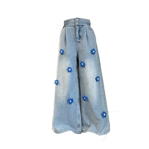 Betadog Kids Girls Ripped Distressed Washed Baggy Wide Leg Casual Pants Girl's Casual Elastic Girls Vintage Loose Jeans2