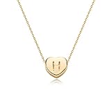 Tiny Gold Initial Heart Necklace-14K Gold Filled Handmade Dainty Personalized Letter Heart Choker Ne