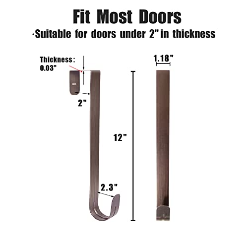 Gamexcel 12" Wreath Hanger For Front Door - Large Wreath Metal Hook For Christmas Wreath Over The Door Hanger, Bronze #TOP3