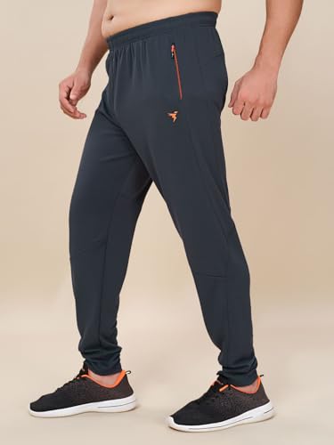 Image of TECHNOSPORT Men's Plus Size Solid Slim Fit Track Pant with Quick Dry SPF50+ for Running, Workout & Sports