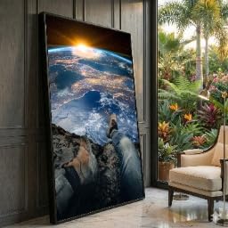 Perspective d'aventure tableau sur toile paysage du globe lever du soleil grand format 55x100
