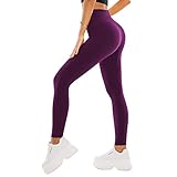 SINOPHANT High Waisted Leggings for Women - Full Length Capri Buttery Soft Yoga Pants for Workout Athletic(Full Plum Purple,S-M)