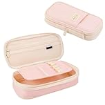 YEVON Pink Pencil Case for Girls - Big Capacity Pencil Case with Compartments - Cute Aesthetic Stationery Storage Organizer for School Office College Students